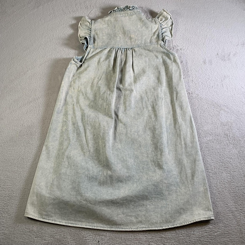 Entro Dress Womens Small Blue Denim Ruffle High Neck Button Up Shirt Dress NEW - Picture 11 of 12